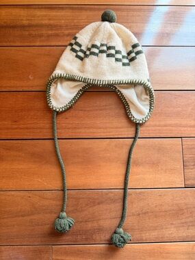 Toddler Knit Beanie - Cream & Olive